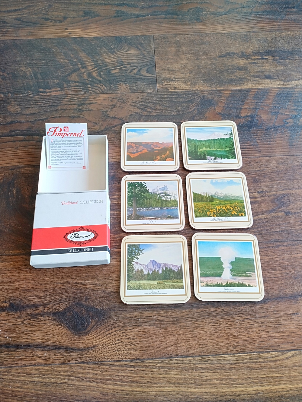 Vintage Set Of 6 Pimpernel "National Parks" Coasters W/ Box. England